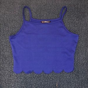 Blue scalloped crop top